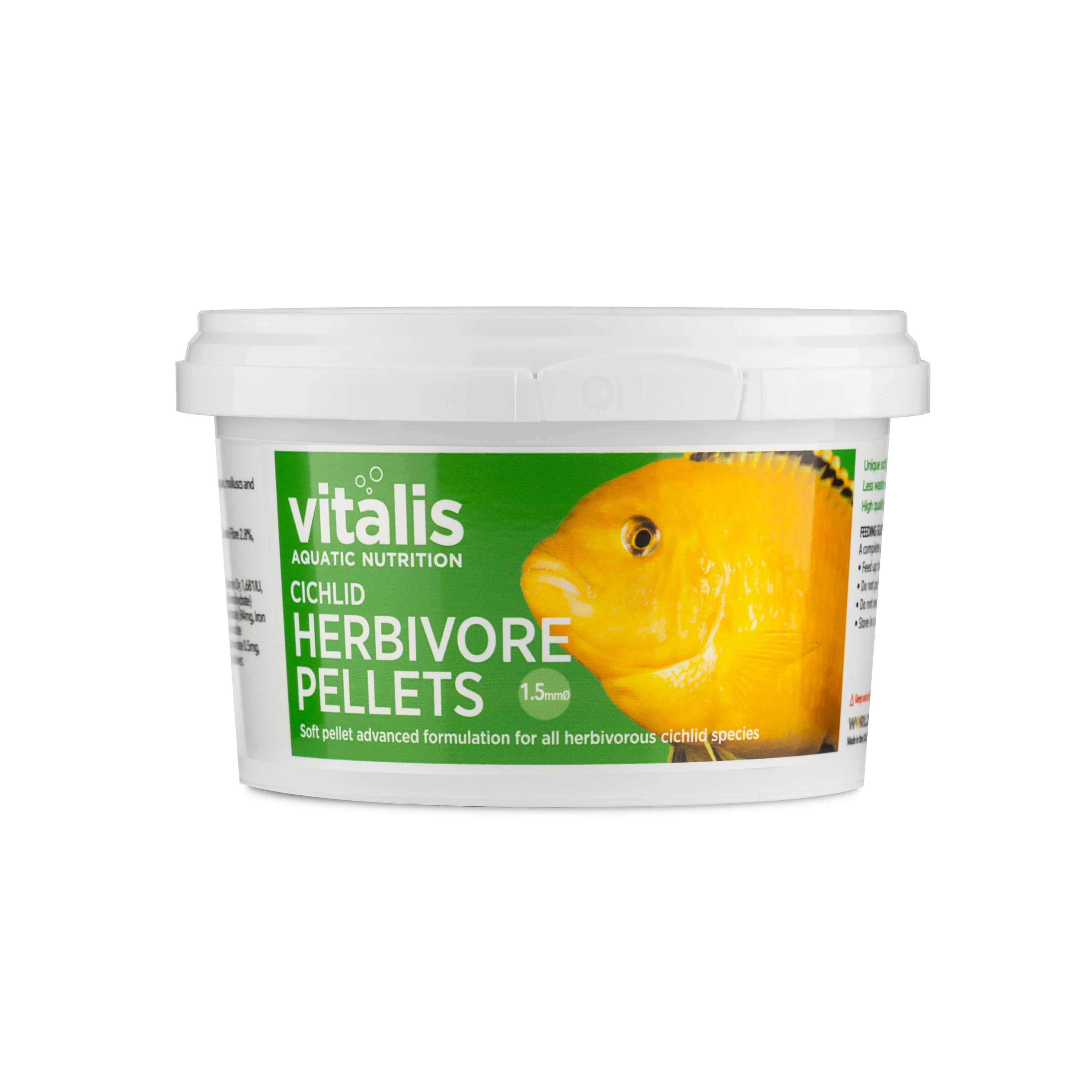 Vitalis Cichlid Herbivore Pellets 1.5mm 1.8 KG -STORE USE-